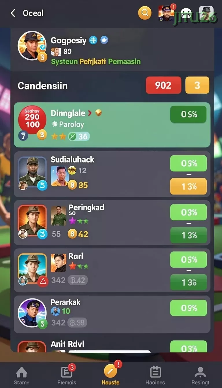 Cuplikan layar F08 — menu navigasi